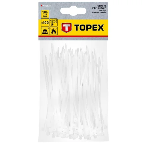 TOPEX Užveržimo dirželiai 2,5 mm x 100 mm Balti image 3