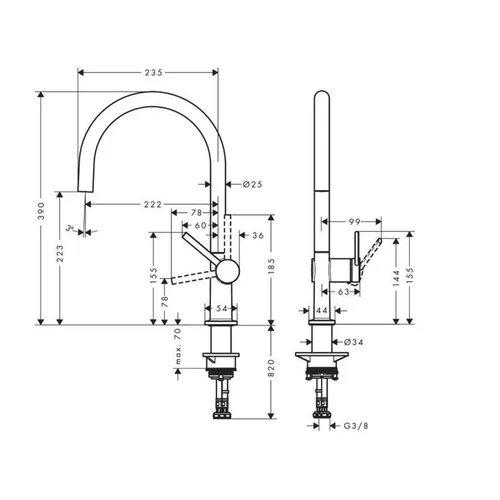 Hansgrohe TALIS M54 72804670 Virtuvinis maišytuvas Juodas, 23.5 cm ilgio image 2