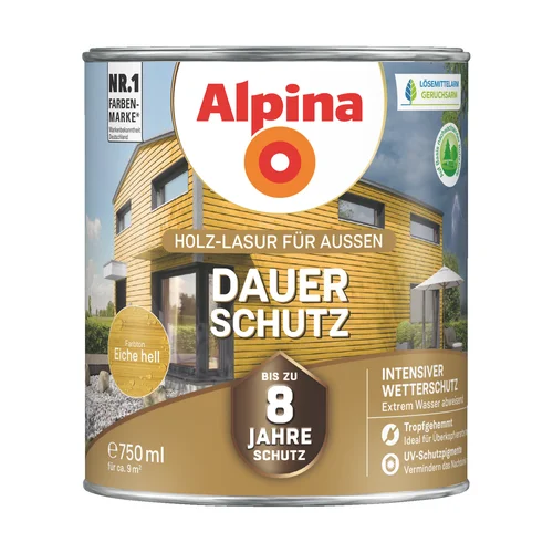 Alpina Dauer Schutz Medienos impregnantas 0,75 l šviesaus ąžuolo spalva image 1