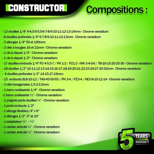 Constructor įrankių rinkinys, 94 vnt image 3