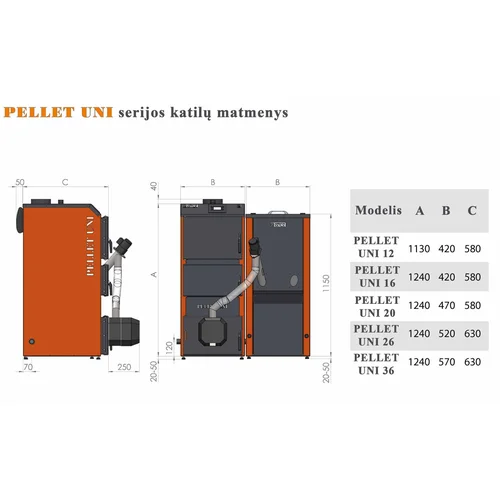 Katilas granulinis PELLET UNI 16, 230 L talpa image 3