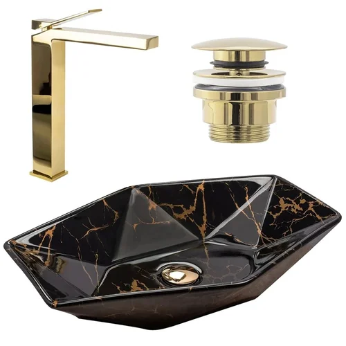 REA Vegas Black Marble praustuvas montuojamas ant stalviršio image 1