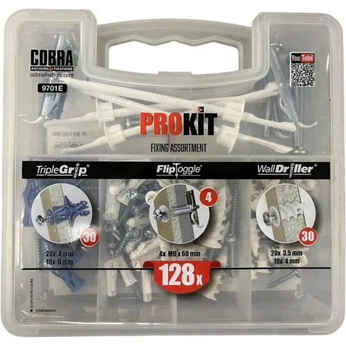Cobra PROKIT Įvarų GKP rinkinys 60x6 mm, 128 vnt. image 1