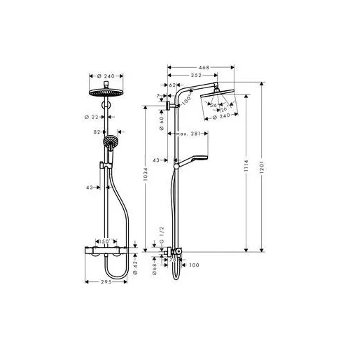 Hansgrohe Crometta 2726700 Termostatinis dušo komplektas 240 mm image 2