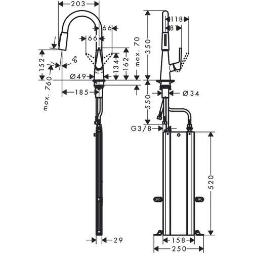 Hansgrohe Talis M51 73850800 Virtuvinis maišytuvas su ištraukiama žarna image 2