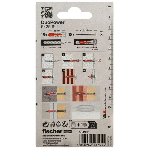 Fischer DuoPower Dvikomponentiniai kaiščiai 5x25 mm, 18 vnt. image 3