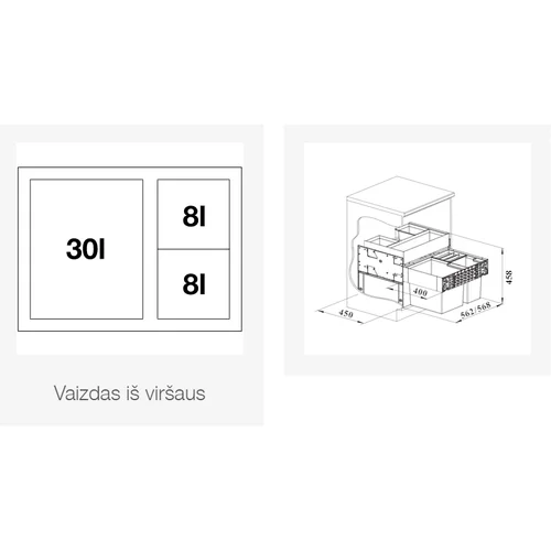 Blanco SELECT II XL 60/3 Orga Atliekų rūšiavimo šiukšliadėžė image 2