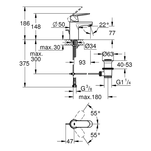 Grohe Eurosmart Cosmopolitan 3282500E Chromo praustuvo maišytuvas image 2