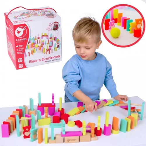Classic World Bears Medinis spalvotas Domino 105 vnt image 1