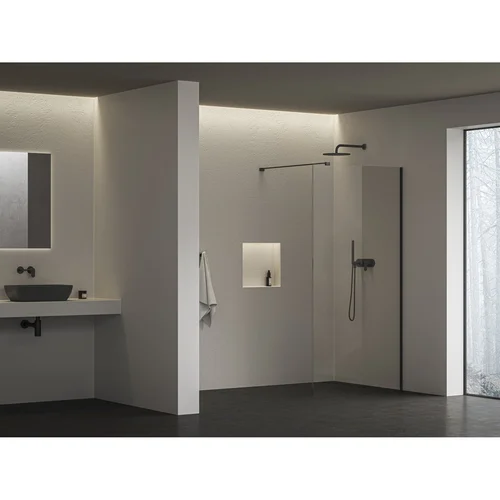 RAVAK Walk-In Air Wall dušo kabina, 90 cm, juodas rėmas, skaidrus stiklas image 1