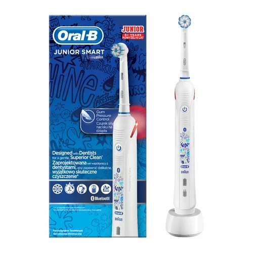 Braun Oral-B Junior Smart elektrinis dantų šepetėlis, Baltas image 1