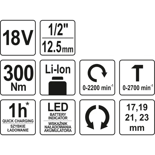 Yato YT-82805 18V Li-ion Smūginis Suktuvė 300 Nm image 3