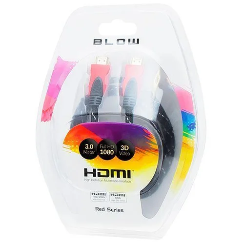 BLOW Laidas HDMI M–HDMI M kabelis, 3 m, Juodas/Raudonas image 2