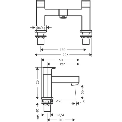 Hansgrohe Vernis Shape vonios maišytuvas, 71452000, Chromas image 2