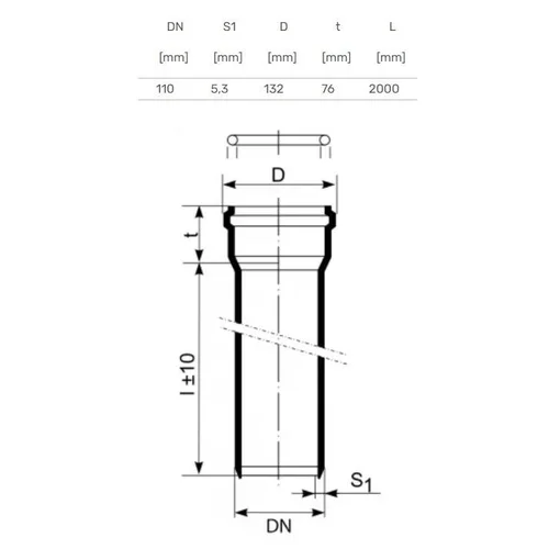 Magnaplast Skolan Ø110 mm 2 m Vidaus kanalizacijos vamzdis image 2