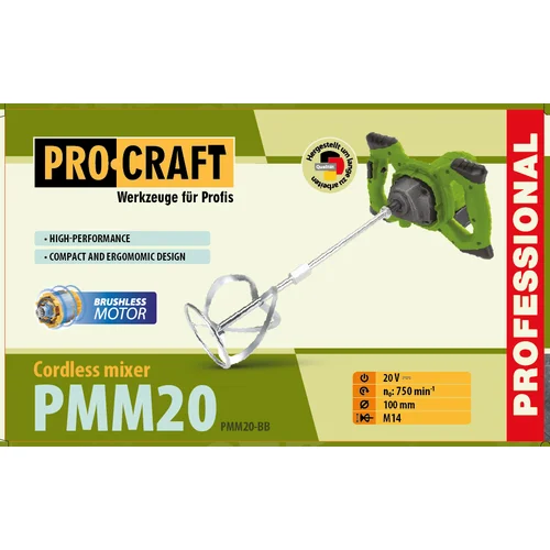 ProCraft PMM20 belaidė maišyklė M14 sriegis, 100 mm vantos skersmuo image 3