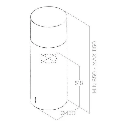 Elica Erdvinis gartraukis TUBE PRO ISLAND BL MAT/A/43 PRF0090717B image 3