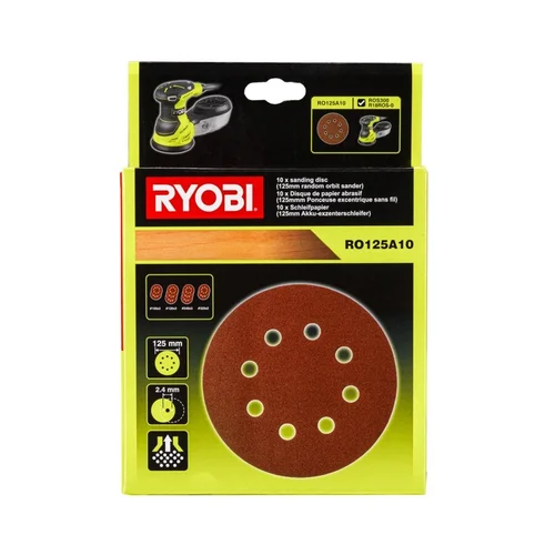 Ekscentrinio šlifuoklio šlifavimo lapeliai Ryobi RO125A10, 10 vnt image 2
