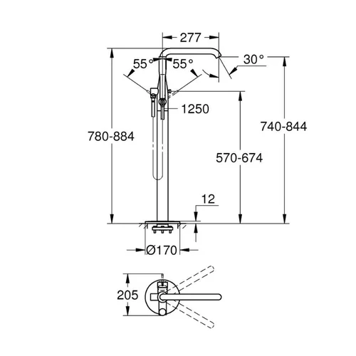 GROHE Essence 25248001 – Vonios maišytuvas, ant grindų, Chromo image 2