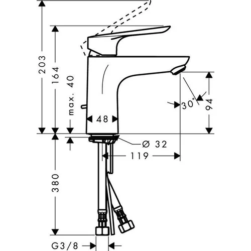 Hansgrohe Logis E 71161000 praustuvo maišytovas Chromo image 2