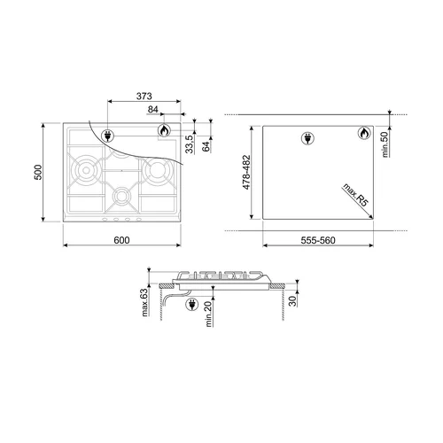 SMEG SR264XGH2 Dujinė kaitlentė 60 cm Nerūdijantis plienas image 2