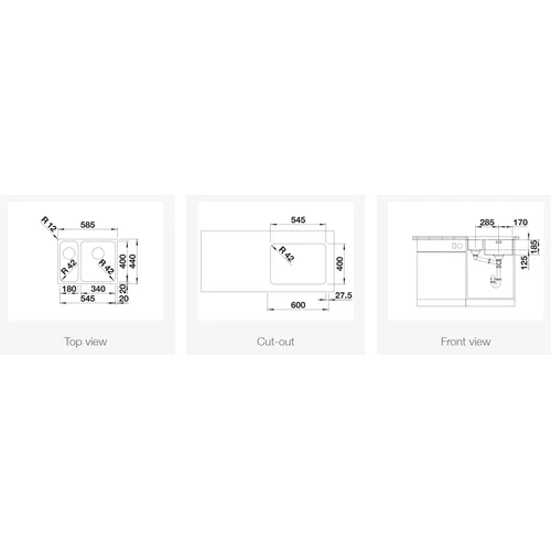 Blanco SOLIS 340/180-U 526129 įmontuojama dviguba plautuvė image 2