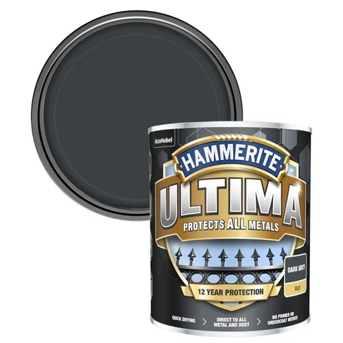 HAMMERITE Ultima Matt metalo dažai 700 ml Antracitas image 1