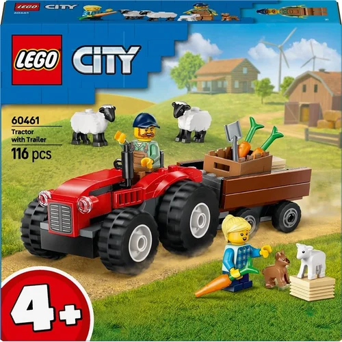 LEGO City Red Farm Tractor with Trailer & Sheep, 116 vnt. image 1