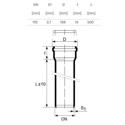Magnaplast HTplus Ø110 mm 0,5 m vidaus kanalizacijos vamzdis image 3