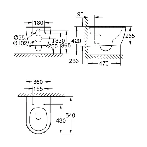 Grohe Essence 3957100H Pakabinamas klozetas Ilgis 54,5 cm image 3