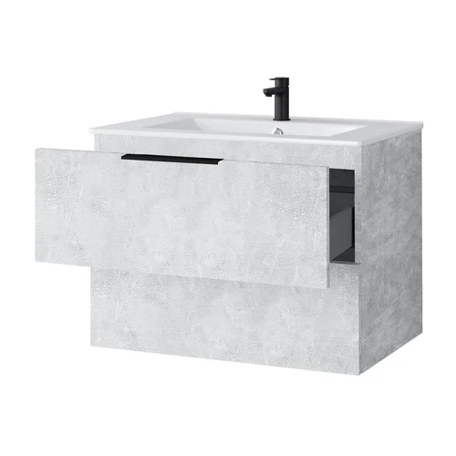 Riva SA 700-6 vonios spintelė su praustuvu, Concrete, juodos matinės rankenėlės image 2