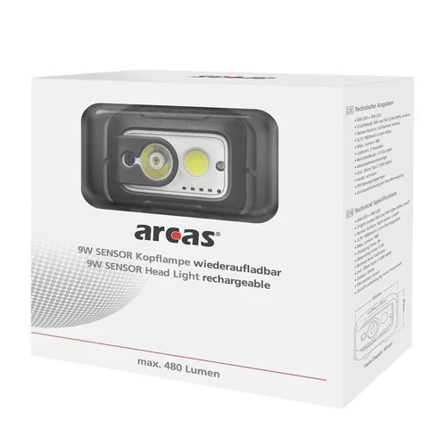 Arcas Galvos žibintuvėlis SENSOR, 480 lm, 9 W, USB-C įkrovamas image 2