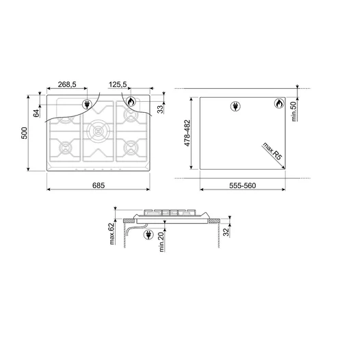 SMEG SR775AO Dujinė kaitlentė 70 cm Antracito image 3