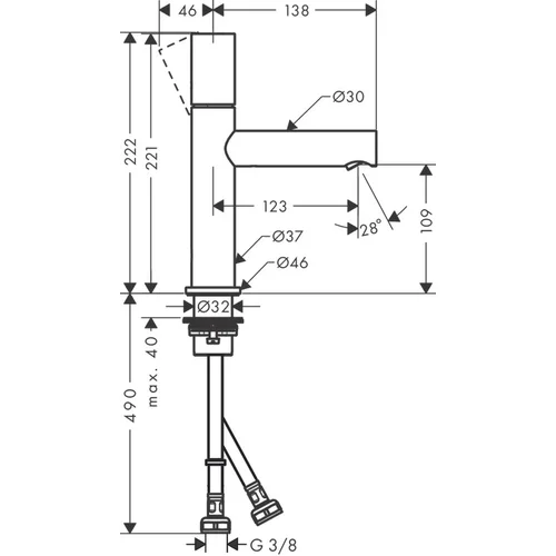 Hansgrohe AXOR Uno 45002000 Chromo praustuvo maišytuvas image 2