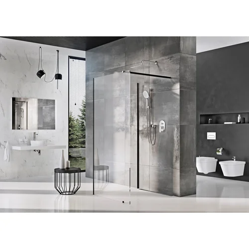 Walk-In Corner Set 120x90, Juoda rėmo spalva, Skaidrus stiklas image 2