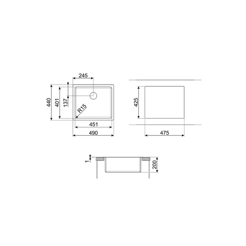 Smeg VFU45SFR plautuvė, trigubo montavimo galimybė image 2