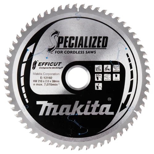 Makita E-12192 T.C.T. pjūklas 216x2.0x30 mm 15° EFFICUT image 1