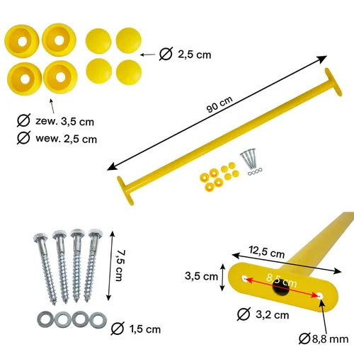 Metalinis skersinis 90 cm Geltonas image 2