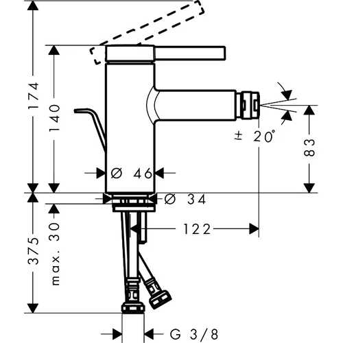 Hansgrohe Zesis S Bide maišytuvas Chromo, 74200000 image 3