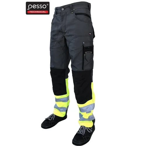PESSO KDCPG Darbo kelnės iš Canvas, pilkos su geltona, 62 image 1