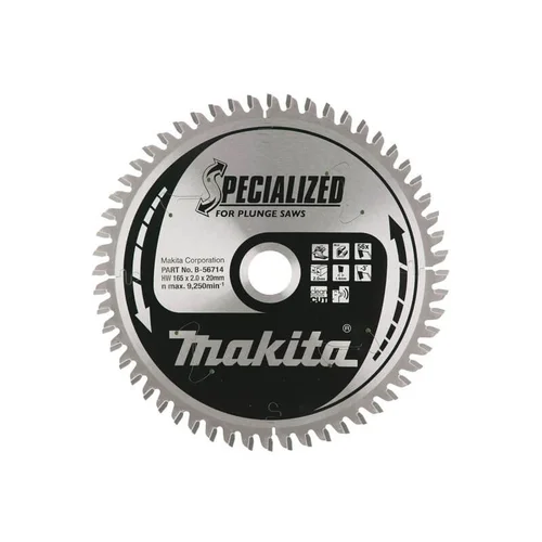 MAKITA 165 × 20 × 2,2 mm 56T aliuminio pjovimo diskas image 1