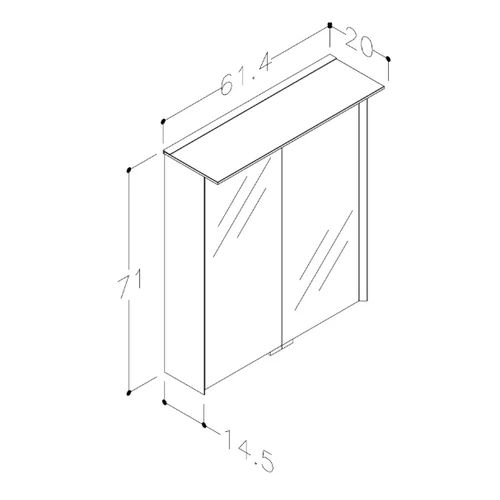 Kame Loft Veidrodinė spintelė MC3DML/60-70/D16-LFT, 60 cm, Linas image 3