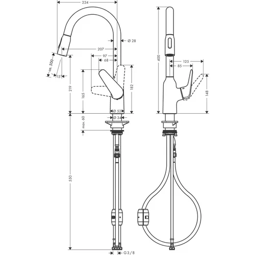 Hansgrohe Focus M42 71800800 virtuvinis maišytuvas su ištraukiama žarna image 2