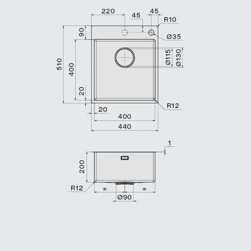 Falmec Garda 40 SGA4000F.00#SSF Virtuvės plautuvė image 2
