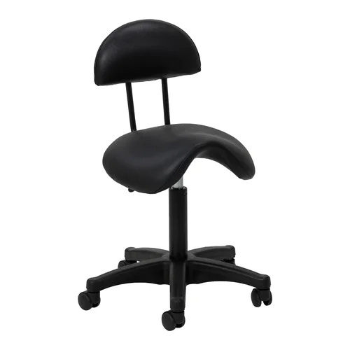 Kosmetologinė meistro kėdutė 6001 su atlošu, juoda image 1