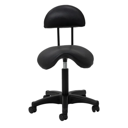 Kosmetologinė meistro kėdutė 6001 su atlošu, juoda image 3