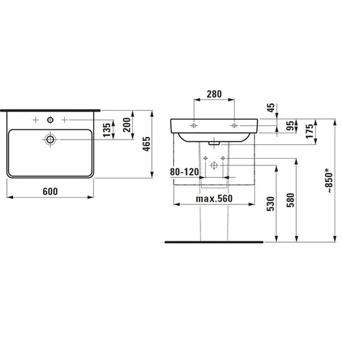 LAUFEN PRO S praustuvė 600×465 mm image 3
