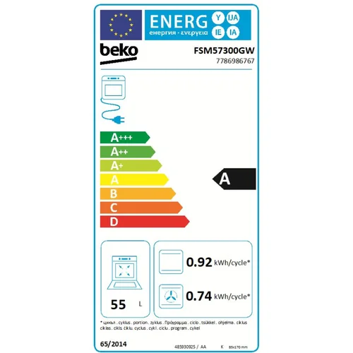 Beko FSM57300GW Elektrinė viryklė 50 cm Balta image 3