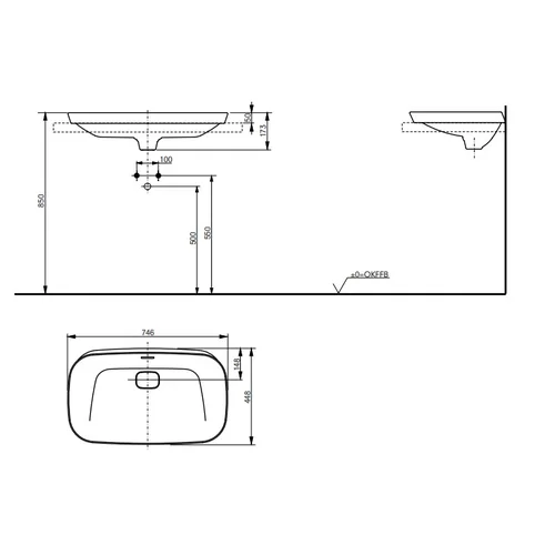TOTO LW3717HY Praustuvas 746 × 448 × 173 mm image 2