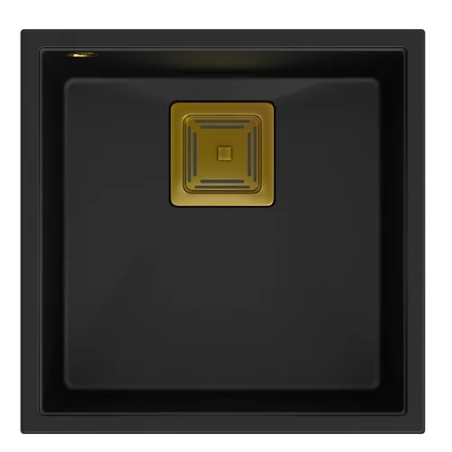 QUADRON DAVID 40 HQD4242U7-G1 plautuvė 420x420x225 Anglies juoda ir aukso image 1